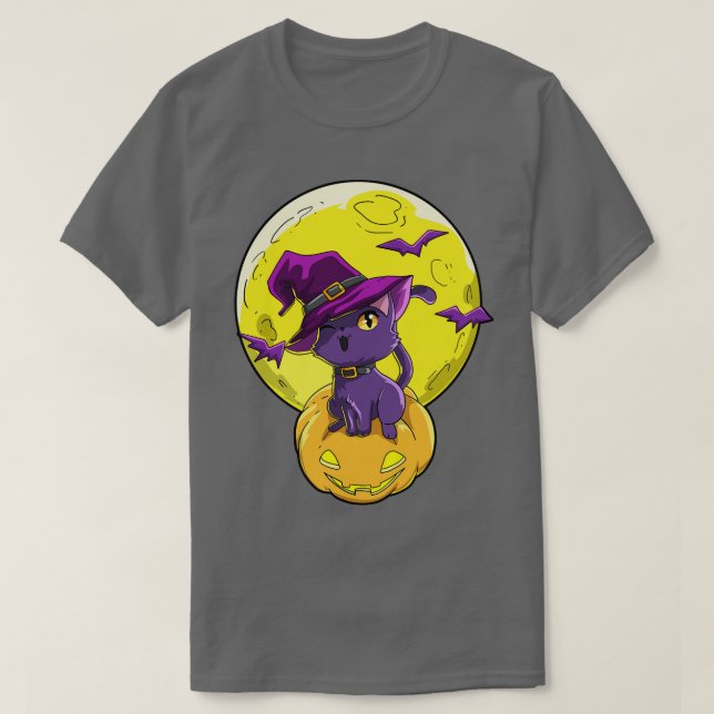 Camiseta Calabaza de gatos de Halloween (Diseño del anverso)