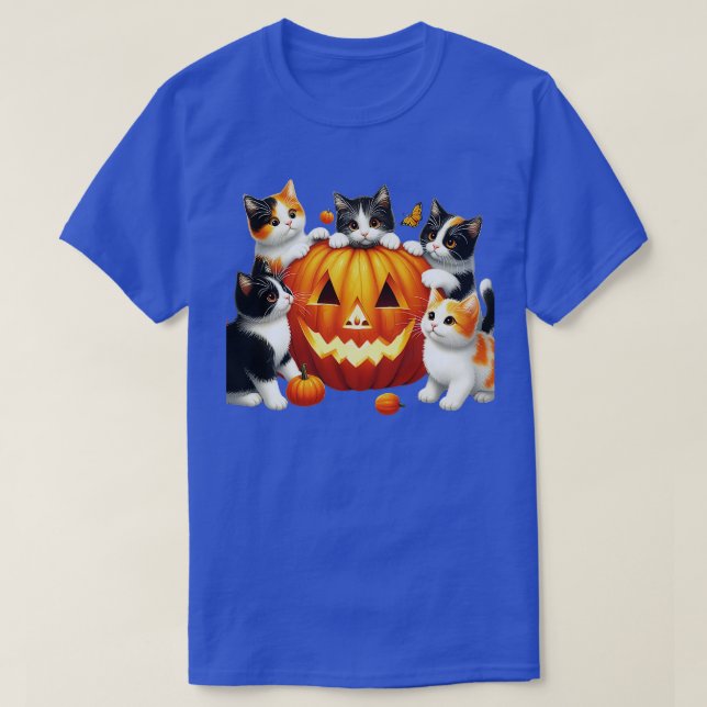 Camiseta Calabaza de gatos de los años 90 Halloween Retro F (Diseño del anverso)