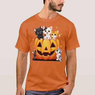 Camiseta Calabaza de gatos de los años 90 Halloween Retro F