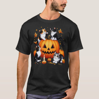 Camiseta Calabaza de gatos de los años 90 Halloween Retro F