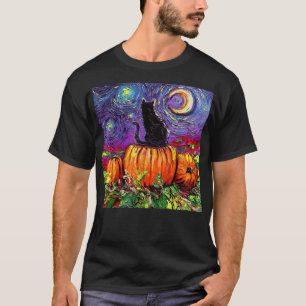 Camiseta Calabaza de gatos estrellada nocturna Halloween, V