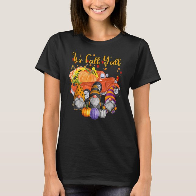 Camiseta Calabaza de Gnomes es el camión de otoño (Anverso)