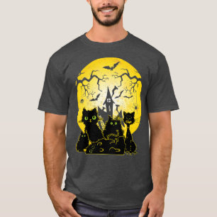 Camiseta Calabaza de Gorra de Brujas de Gato Negro de Hallo