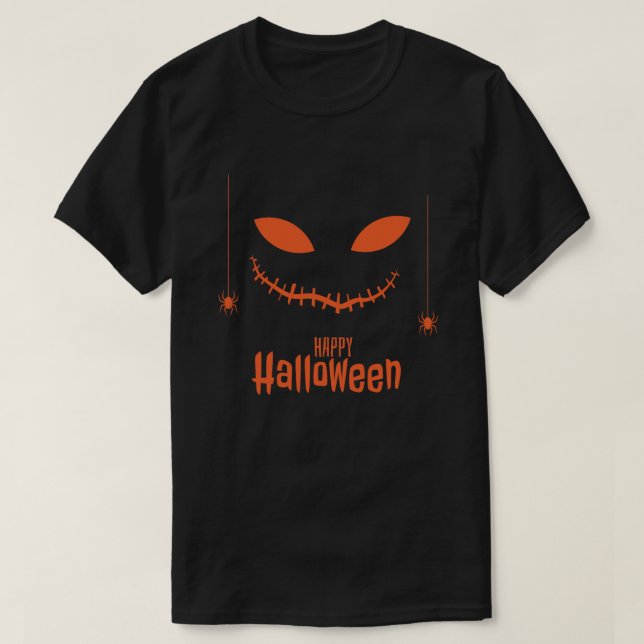 Camiseta Calabaza de Halloween araña de cara Disfraces homb (Diseño del anverso)