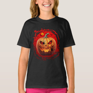 Camiseta calabaza de halloween arañas espantosas murciélago