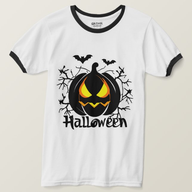 Camiseta Calabaza de Halloween asustada (Anverso del diseño)
