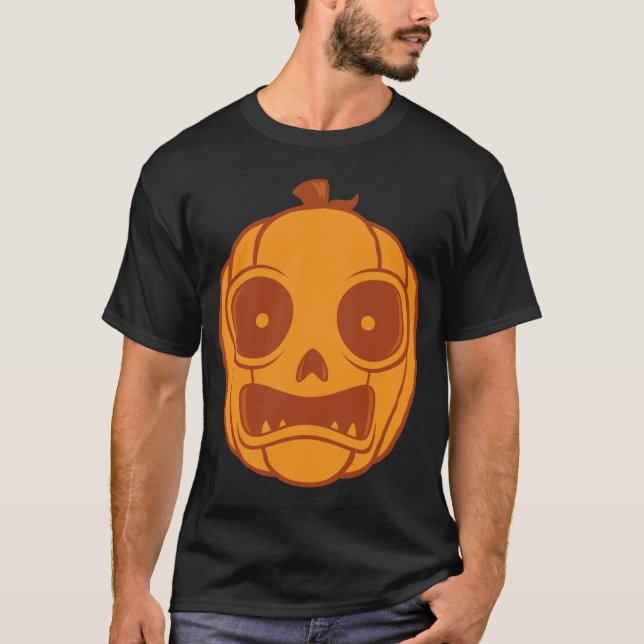 Camiseta Calabaza de Halloween asustada Jack O Lantern (Anverso)