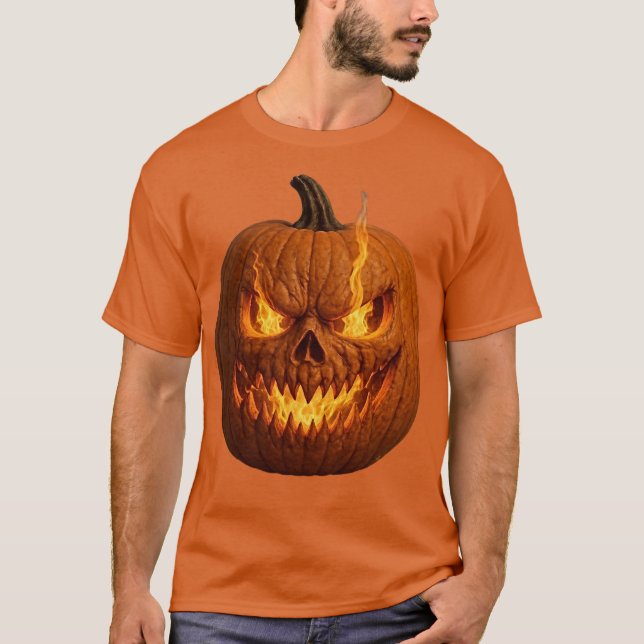 Camiseta Calabaza de Halloween atemorizante centrada (Anverso)