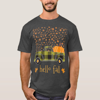 Camiseta Calabaza de Halloween Buffalo Plaid Camión Hola Ár