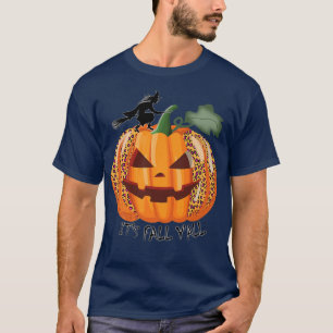 Camiseta Calabaza de Halloween Cae YA Leopard Plaid Autu