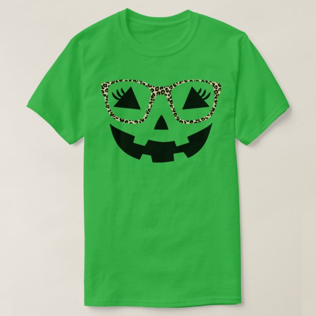 Camiseta Calabaza de Halloween cara pestañas lentes de leop (Diseño del anverso)