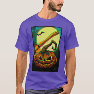 Camiseta Calabaza de Halloween con efecto de brillo visual
