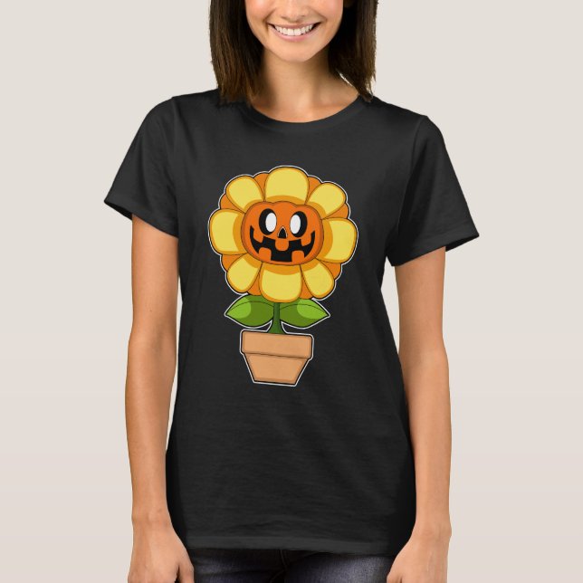 Camiseta Calabaza de Halloween con girasol (Anverso)