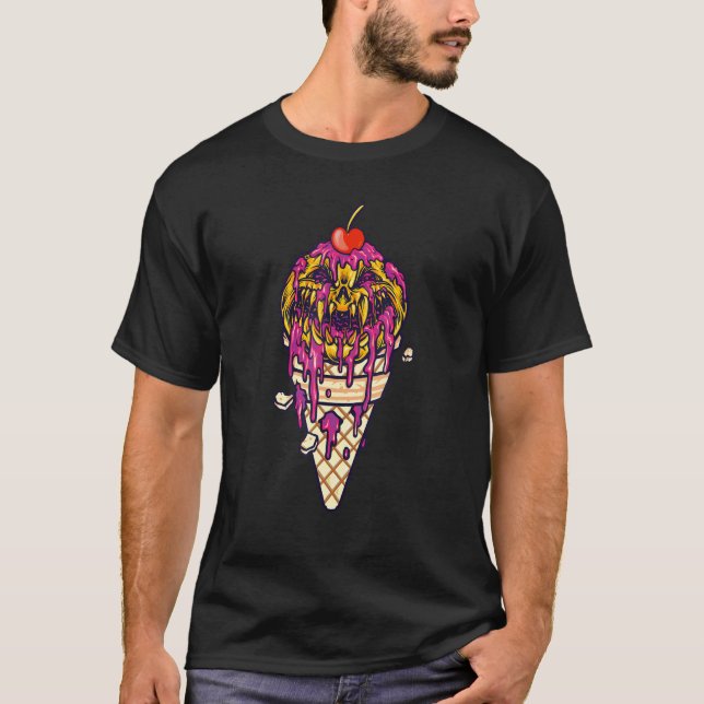 Camiseta Calabaza de Halloween con helado de helado de vint (Anverso)