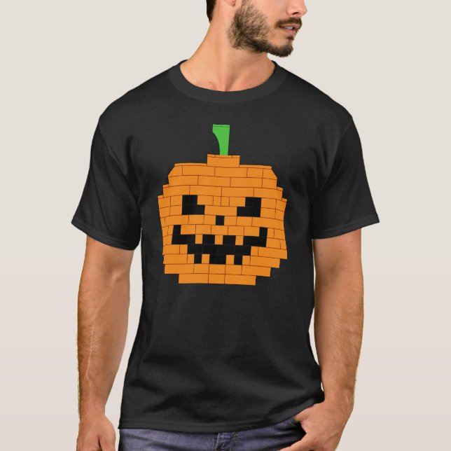 Camiseta Calabaza de Halloween construida a partir de bloqu (Anverso)