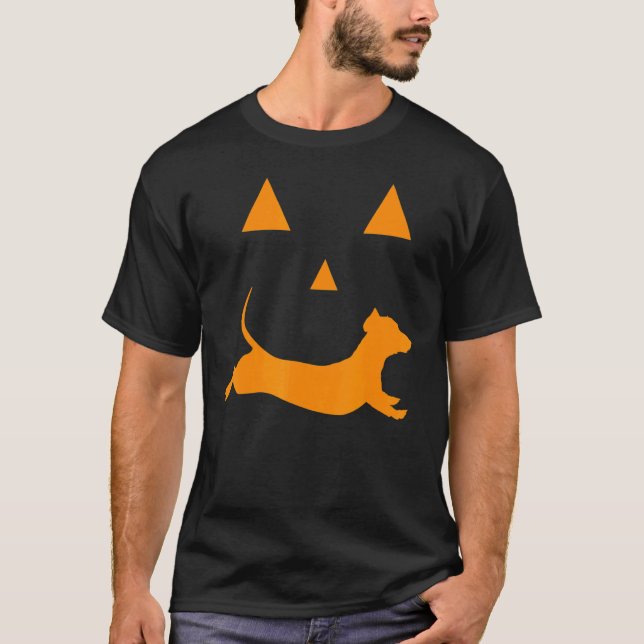 Camiseta Calabaza de Halloween Dachshund Costuma de Jack O  (Anverso)