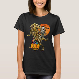 Camiseta Calabaza de Halloween de dinosaurio esqueleto para