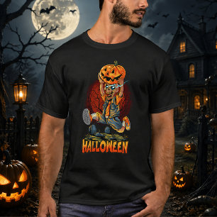 Camiseta Calabaza de Halloween de Esqueleto Espeluznante