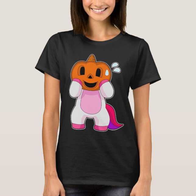 Camiseta Calabaza de Halloween de Unicorn (Anverso)