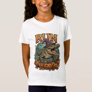 Camiseta Calabaza de Halloween del Cocodrilo Corriendo