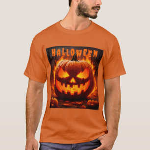 Camiseta Calabaza de Halloween espeluznante con llama