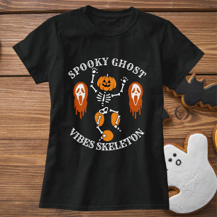 Camiseta Calabaza de Halloween Esqueleto Fantasma Espeluzna