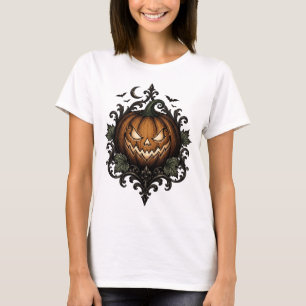 Camiseta Calabaza de Halloween Gótica de Jack O Lantern Mal