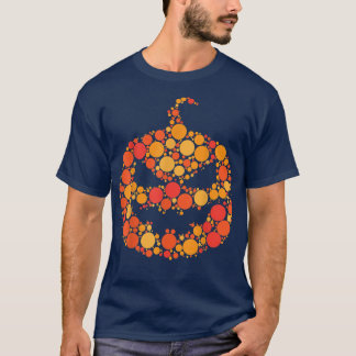 Camiseta Calabaza de Halloween Jack O Lantern Polka Dot
