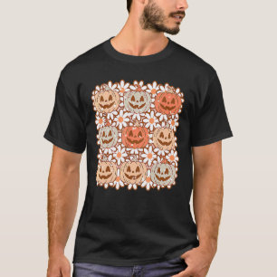 Camiseta Calabaza de Halloween Retro Vintage Hombres Mujere