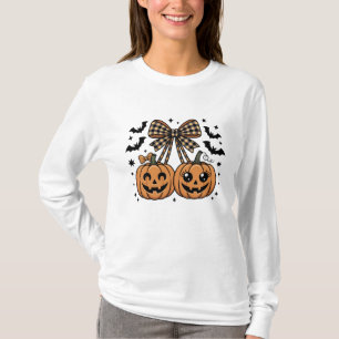 Camiseta Calabaza de Halloween Rosa con Lazo de Cereza Coqu
