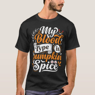 Camiseta Calabaza de Halloween Tipo de Sangre Tipografía Re