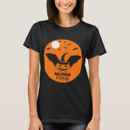 Camiseta Calabaza de Halloween volando con Gorra de brujas 