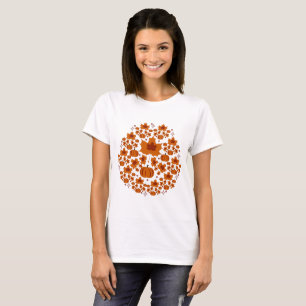 Camiseta Calabaza de hojas de otoño