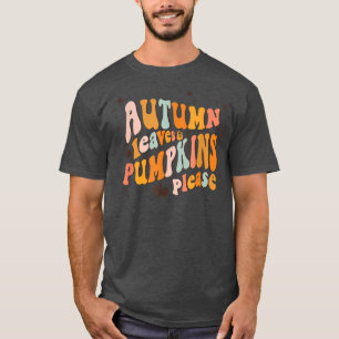 Camiseta Calabaza de hojas otoñales retro Por Favor Caer Vi