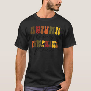 Camiseta Calabaza de hojas otoñales retro Por Favor Caer Vi