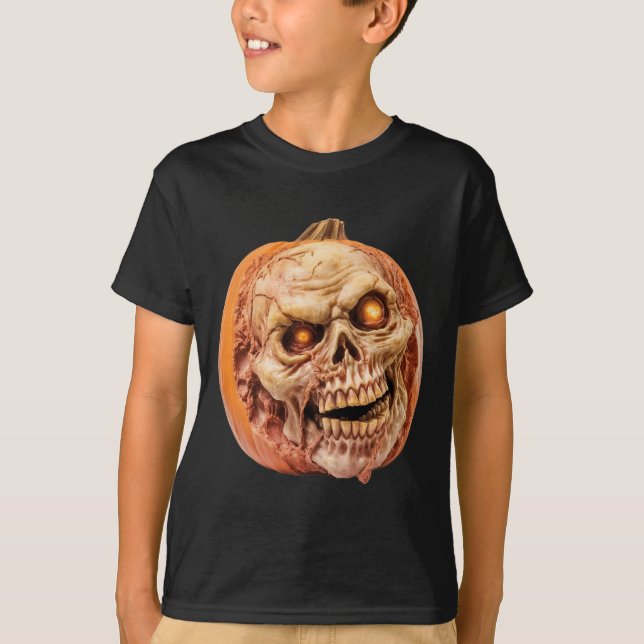 Camiseta Calabaza de horror inspirada en zombis Funny Hallo (Anverso)
