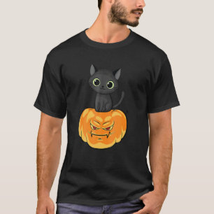 Camiseta Calabaza de Jack O Lantern de Halloween Gato Luna 