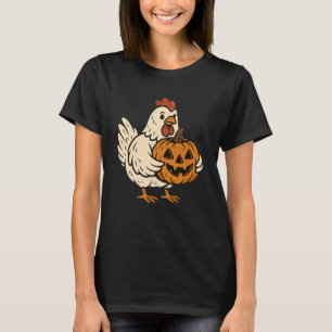 Camiseta Calabaza de Jack O Lantern de Pollo Lindo de Hallo