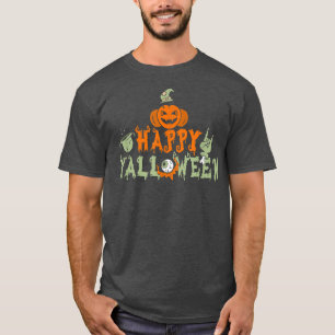 Camiseta Calabaza de la Bruja Roca Zombie Mano Ojo Feliz H