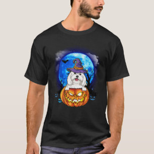 Camiseta Calabaza de la Luna de Bruja Maltesa Scary Hallowe