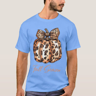 Camiseta Calabaza de leopardo lindo Otoño Temporada de otoñ