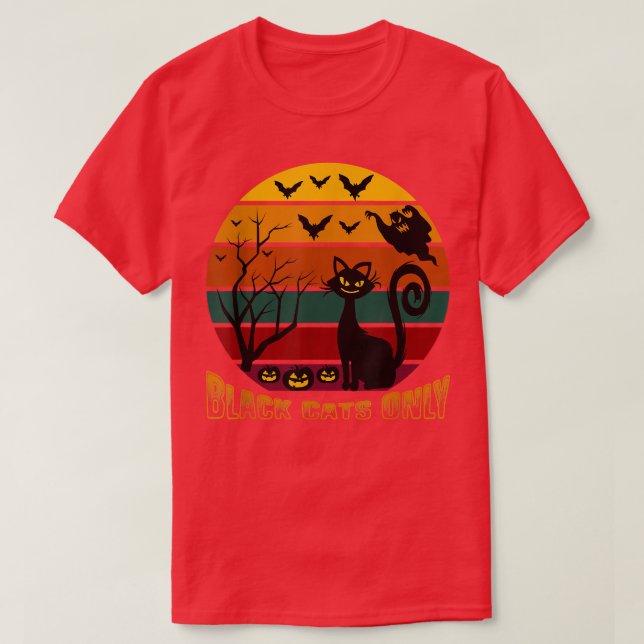 Camiseta Calabaza de miedo vintage sólo gatos negros (Diseño del anverso)