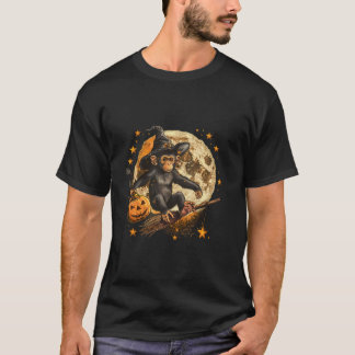 Camiseta Calabaza de mono de Halloween Araña Fiesta de mied