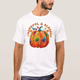 Camiseta Calabaza de otoño bendita y agradecida