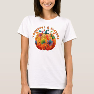 Camiseta Calabaza de otoño bendita y agradecida