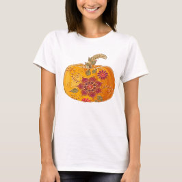 Camiseta Calabaza de otoño con flores