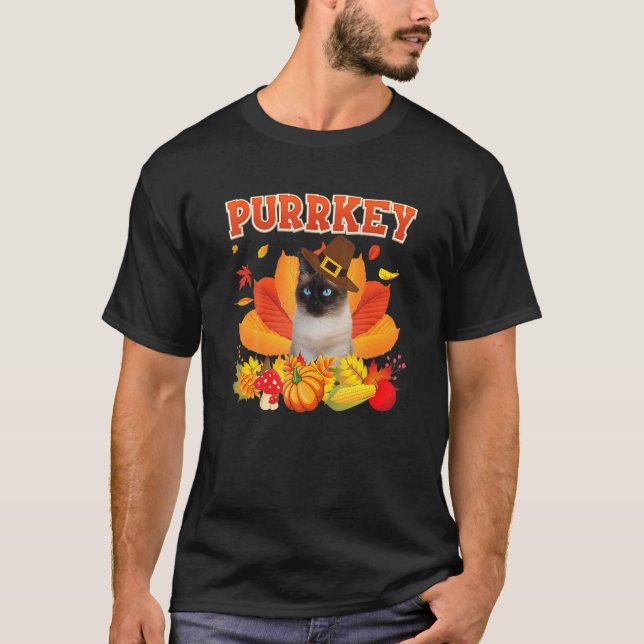 Camiseta Calabaza de otoño para el gato purrí siamés Urkey  (Anverso)