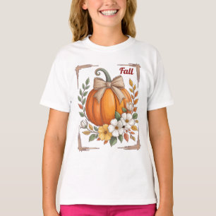 Camiseta Calabaza de Otoño Rústica Arco de Arpillera Flores
