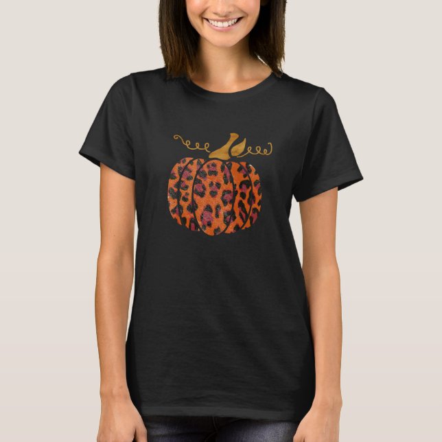 Camiseta Calabaza de papel de leopardo naranja (Anverso)