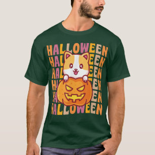 Camiseta Calabaza de perro Corgi Calabaza 70 años 80 Salón